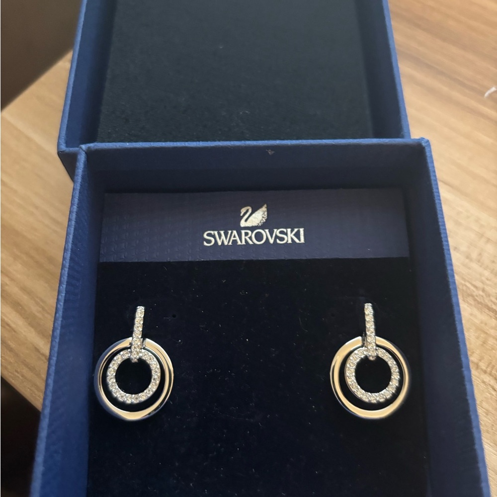 Swarovski Gold and Silver Hoop Earrings with Crystal Embellishments